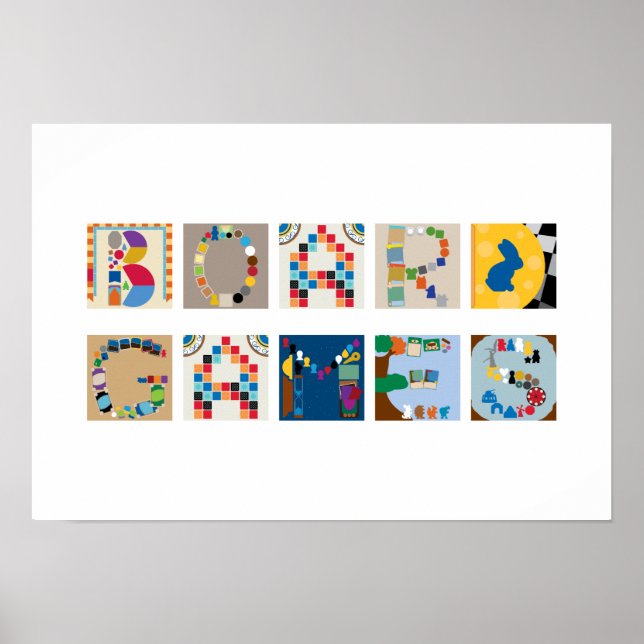 "Board Games" Board Game Alphabet Poster (Front)