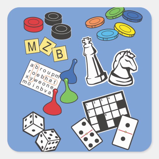Board Games, Bunco, Domino Party Square Sticker (Front)