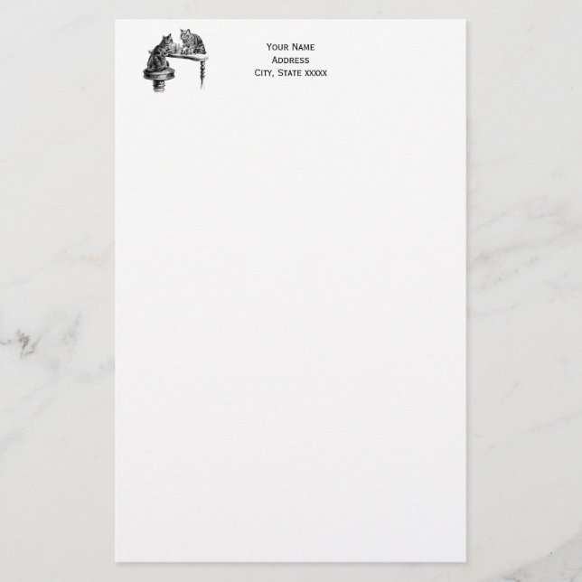 Board Games: Two Cats playing a Chess Match Stationery (Front)