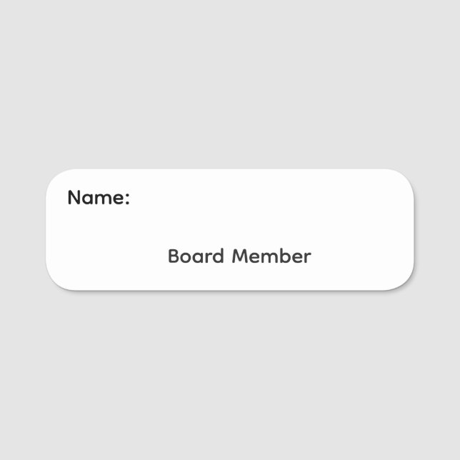 Board Member Reusable Dry Erase Name Tag Pinback (Front)