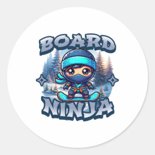 Board Ninja Snowboard Ninja Snow Rider Snowboardin Classic Round Sticker