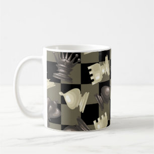 Board of Chess Pieces Laying Down Coffee Mug