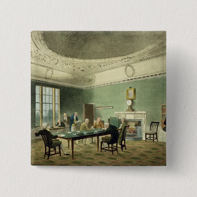 Board of Trade, from 'Ackermann's Microcosm of Lon 15 Cm Square Badge (Front)