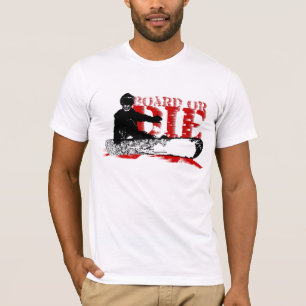 BOARD OR DIE. skeleboarder. shred wind. blk&red. T-Shirt