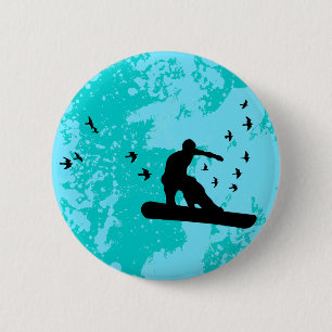 board with birds. 6 cm round badge