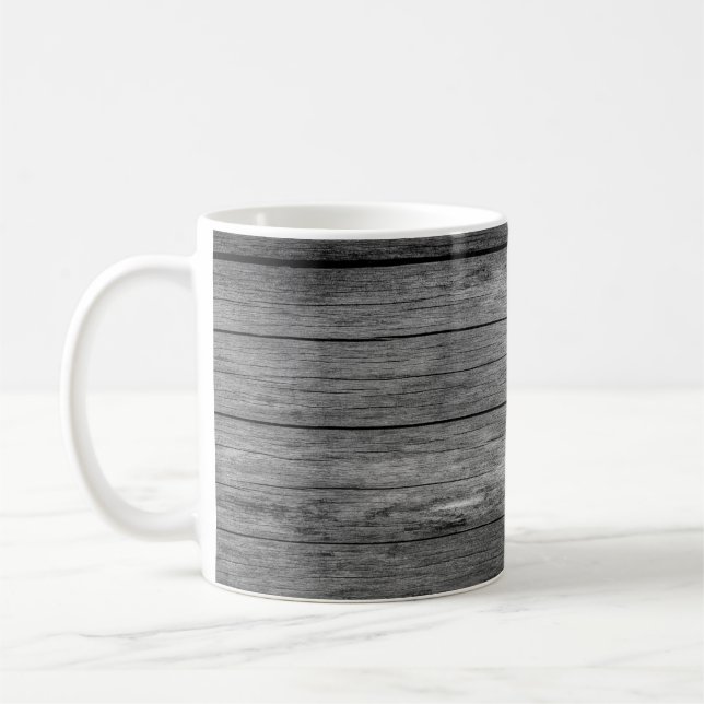 Board wood gray grain texture coffee mug (Left)
