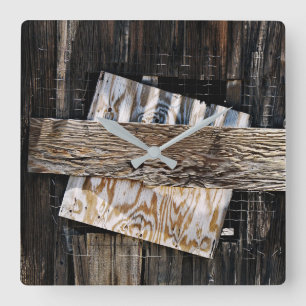 Boarded Up Old Wooden House Window Square Wall Clock