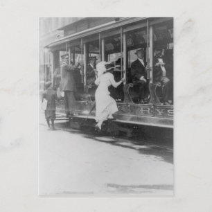 Boarding A NYC Streetcar Postcard