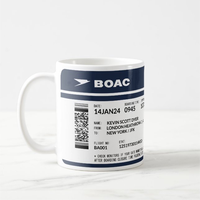 Boarding Pass 5000x1958 (blue) PJ1 Coffee Mug (Left)