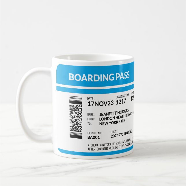Boarding Pass 5000x1958 (blue) SFR Coffee Mug (Left)