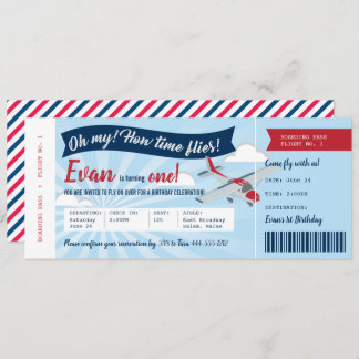 Boarding Pass Aeroplane Birthday Invitation