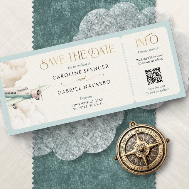 Boarding Pass Aeroplane Wedding Invitation (Creator Uploaded)