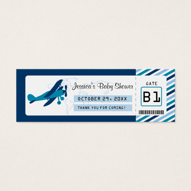 Boarding Pass Baby Shower Favour Tag (Front)