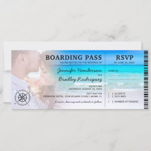 Boarding Pass Beach Photo RSVP & Wedding Invitation