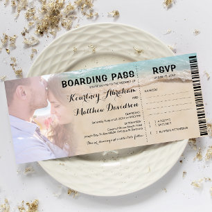 Boarding Pass Beach Photo RSVP & Wedding Invitation