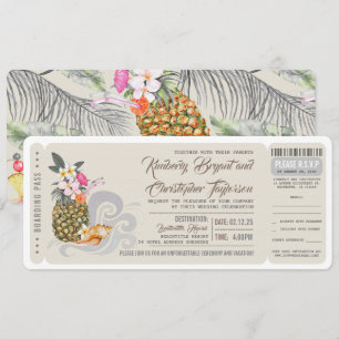 Boarding Pass   Beach Pineapple   Wedding Ticket Invitation