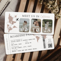 Boarding Pass Beige Neutral 3 Photos Wedding