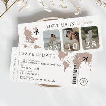 Boarding Pass Beige Neutral 3 Photos Wedding