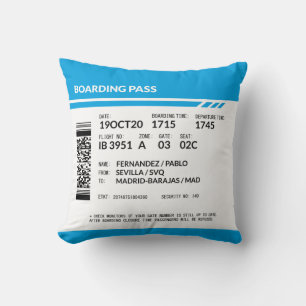 Boarding Pass (blue) Cushion