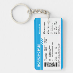Boarding Pass (blue) Key Ring