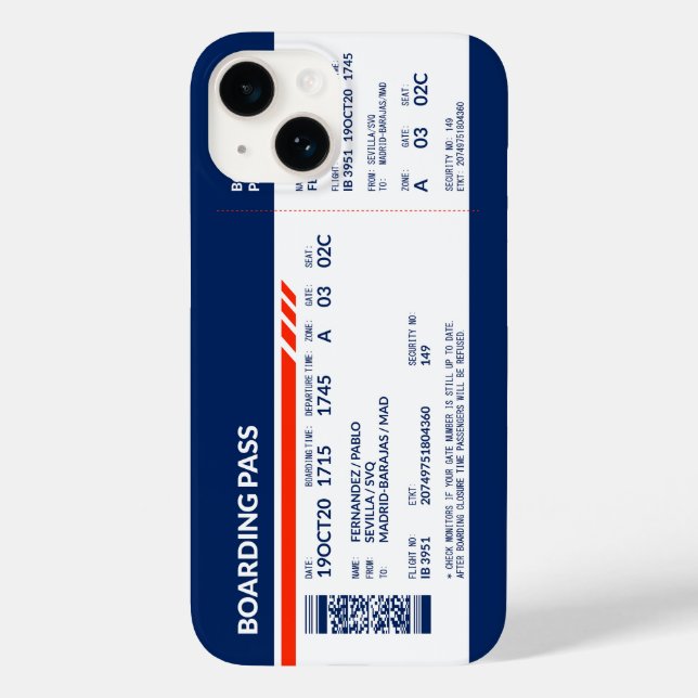 Boarding Pass - Blue & Red Case-Mate iPhone Case (Back)