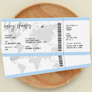 Boarding Pass Boy Travel Baby Shower Invitation