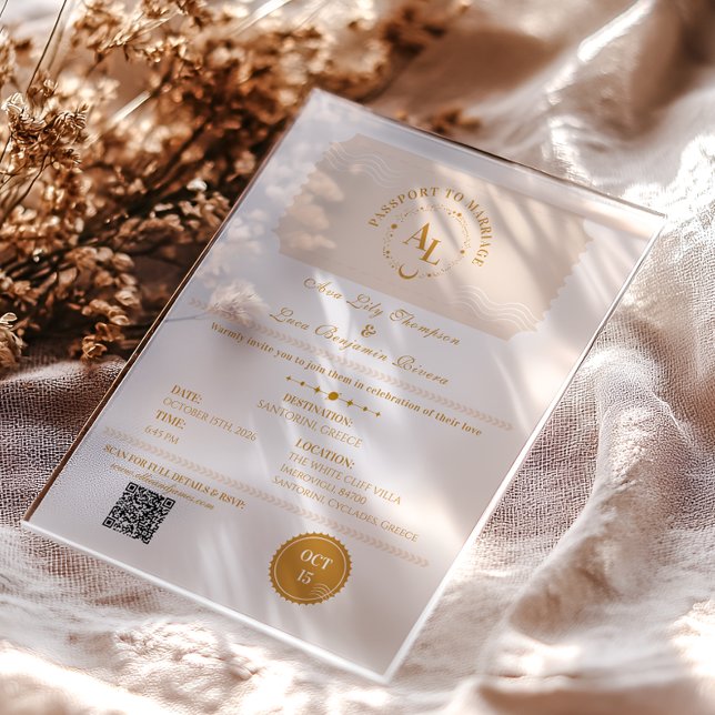 Boarding Pass Cosmic Wedding Destination Acrylic Invitations (Creator Uploaded)