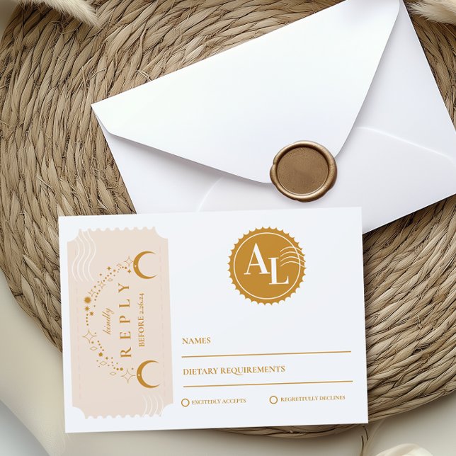 Boarding Pass Cosmic Wedding Destination RSVP Card (Creator Uploaded)