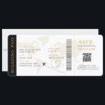 Boarding Pass Destination wedding QR code Rsvp Invitation<br><div class="desc">Boarding pass wedding ticket invitation featuring a destination world map,  Wedding Pass,  Destination Wedding,  Passport with QR code Rsvp card.</div>