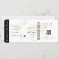 Boarding Pass Destination wedding QR code Rsvp