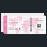 Boarding Pass Destination wedding QR code Rsvp Invitation<br><div class="desc">Boarding pass wedding ticket invitation featuring a destination world map,  Wedding Pass,  Destination Wedding,  Passport with QR code Rsvp card.</div>