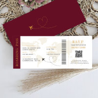 Boarding Pass Destination wedding QR code Rsvp