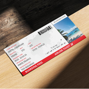Boarding Pass Fake Airline Ticket Flight Gift Invitation