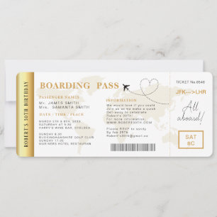 Boarding Pass Flight Ticket Birthday Party Invitation