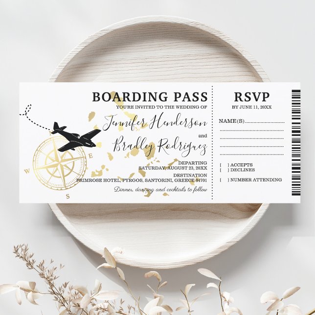 Boarding Pass Greek Islands Wedding Invitation (Creator Uploaded)