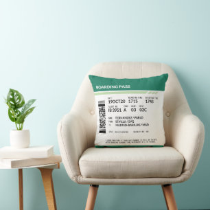 Boarding Pass - Green Cushion