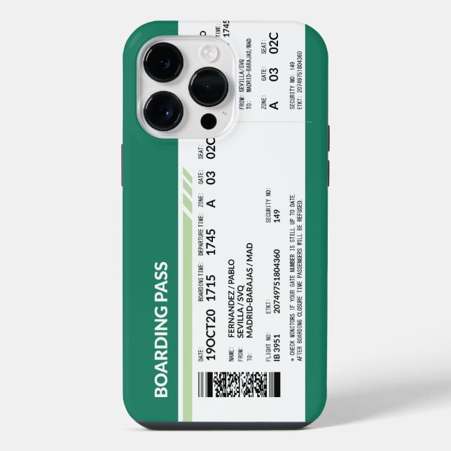 Boarding Pass - Green iPhone Case (Back)