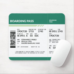 Boarding Pass - Green Mouse Mat