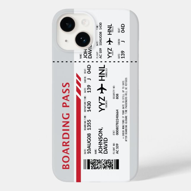 Boarding Pass - Grey Case-Mate iPhone Case (Back)