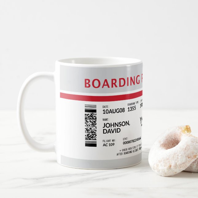 Boarding Pass - Grey Coffee Mug (With Donut)