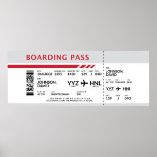 Boarding Pass - Grey Poster