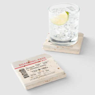 Boarding Pass - Grey Stone Coaster