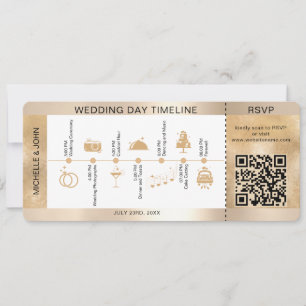 Boarding Pass Illustrated Wedding Timeline RSVP Invitation