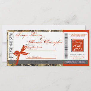 Boarding Pass Linen Wedding Invitation Hunters Cam