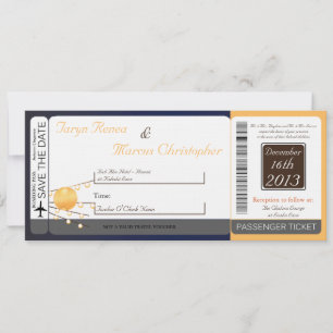 Boarding Pass Linen Wedding Invitation Paper Lante