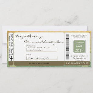 Boarding Pass Linen Wedding Invitation Vintage