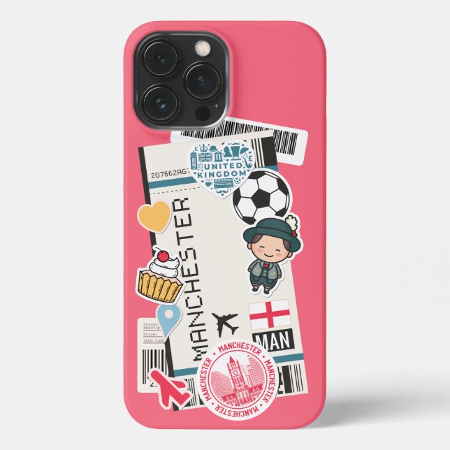 BOARDING PASS MANCHESTER, ENGLAND iPhone CASE (Back)