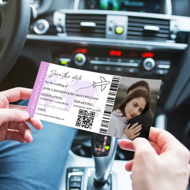 Boarding pass Minimalist save the date ticket (Creator Uploaded)