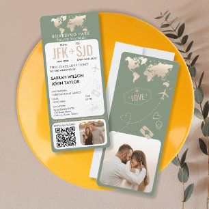 Boarding Pass Plane Ticket Destination Wedding Invitation