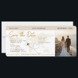 Boarding Pass Plane Ticket Save The Date wedding   Invitation<br><div class="desc">Boarding pass wedding ticket invitation featuring a destination world map,  Wedding Pass,  Destination Wedding,  Passport with QR code Rsvp card.</div>